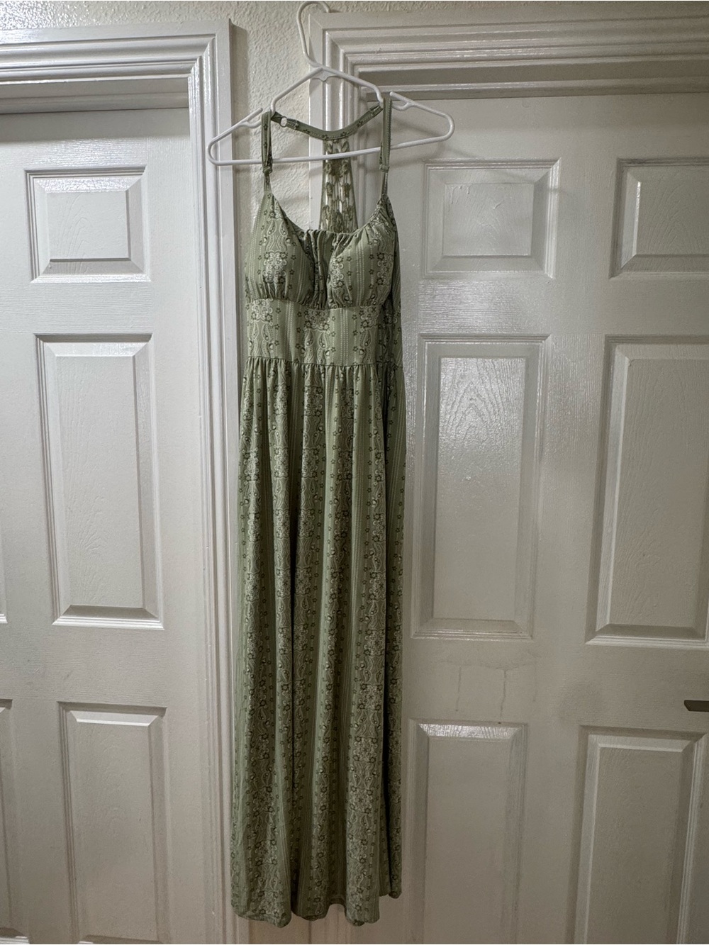 Derek Heart Sage Green Eyelet Maxi Dress with Racerback